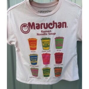 Maruchan Ramen Noodle Soup Graphic T-Shirt Pink Womens Medium M Short Sleeve Tee